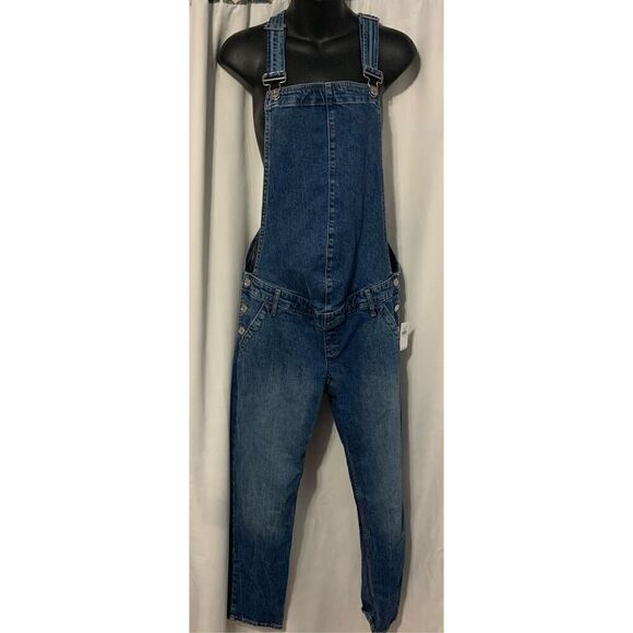 NEW WITH TAGS Gap Maternity Blue Jean Denim Bib Overalls Size Small - Picture 1 of 8